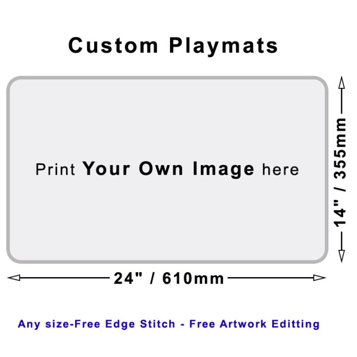 Custom playmats with custom printing, size and stitched edge Xraypad