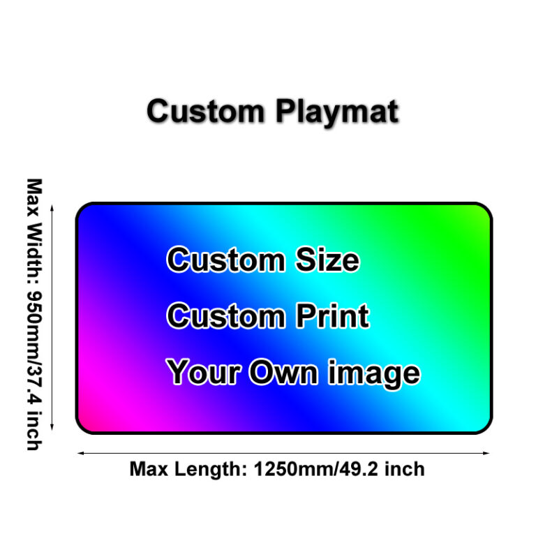 Custom playmats with custom printing, size and stitched edge Xraypad