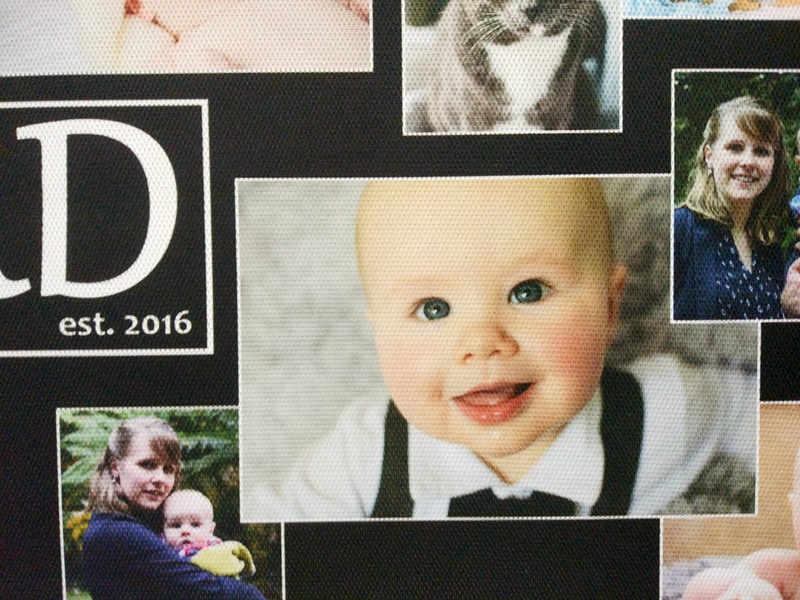 multi-photo mat customized printing on rough fabric-close view multi-photo mat customized printing on rough fabric-close view