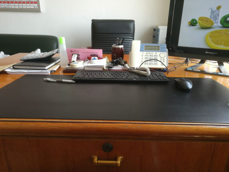 Black pu leather desk pad