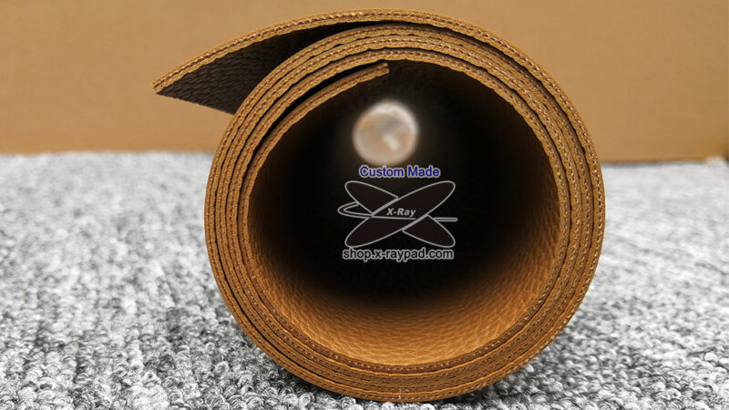 custom leather desk pad edges showing in roll packing