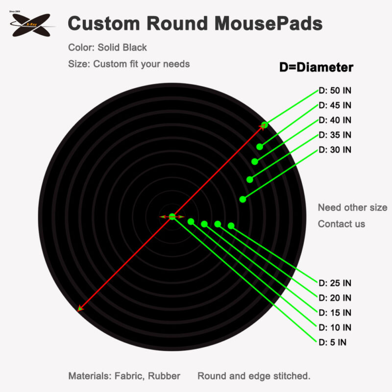 Custom size round mouse pads for table