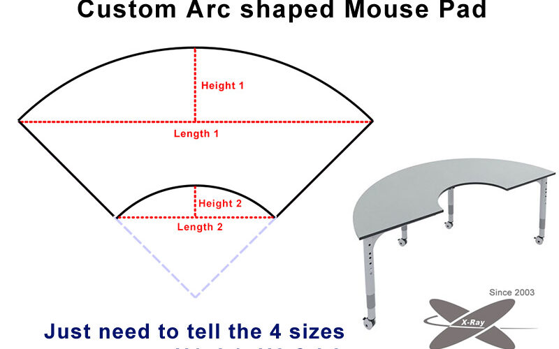 Custom arc shaped mouse pad sizes need