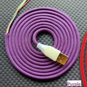 Hand-made purple paracord mouse cable for finalmouse