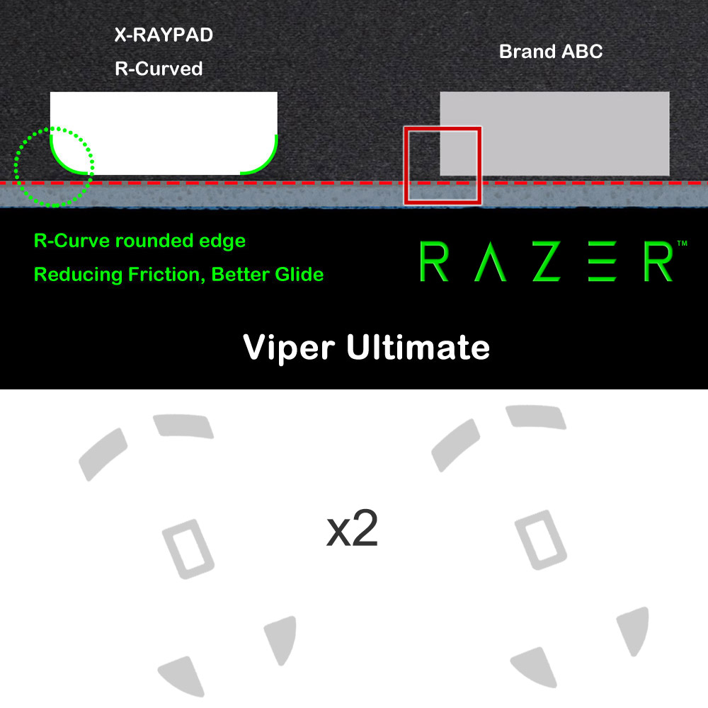 R Curved Mouse Skates For Razer Viper Ultimate Wireless Mouse Pure Teflon X Raypad