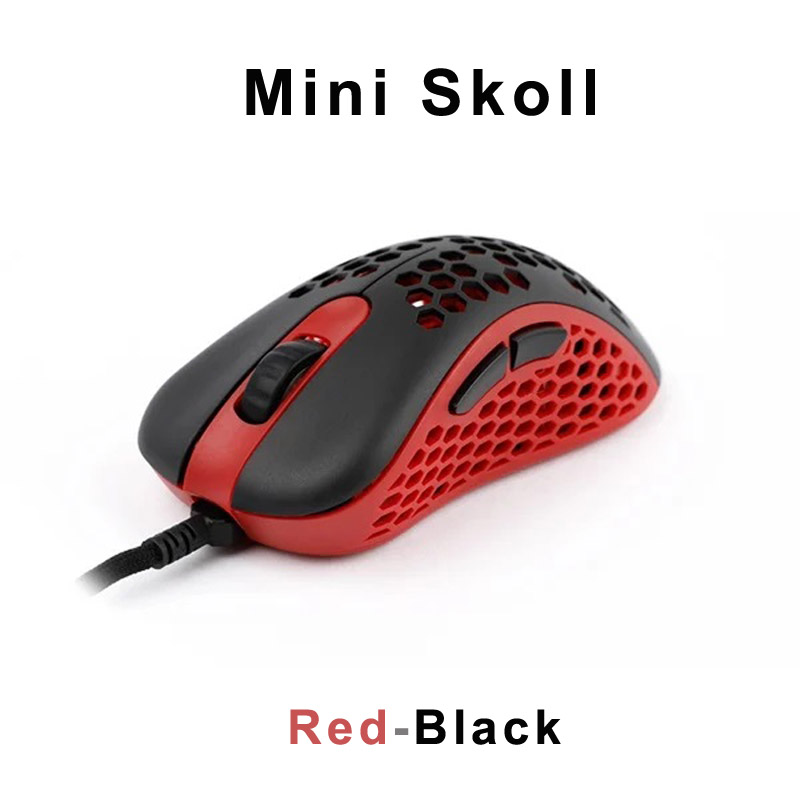 red black mini skoll gaming mouse front view