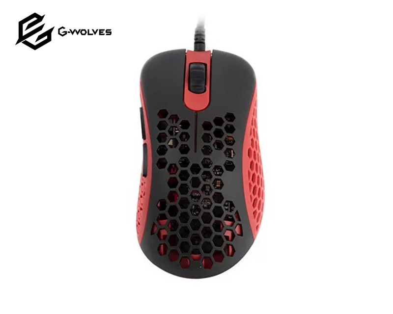 red black mini skoll gaming mouse top view