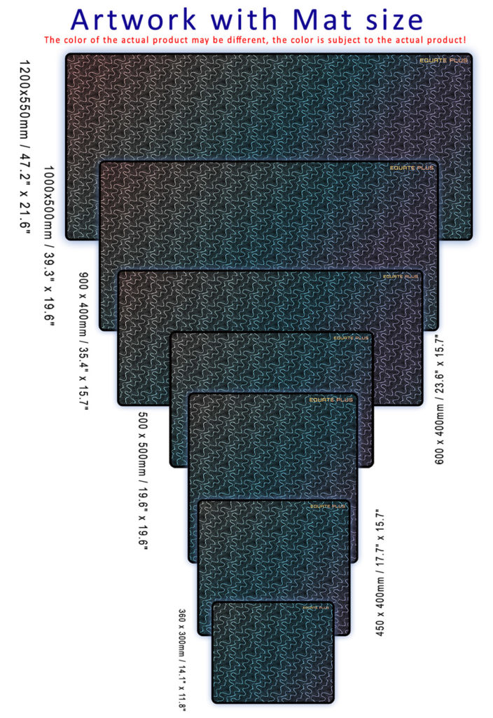 Dazzling Curve Equate Plus gaming mouse pads artwork and sizes