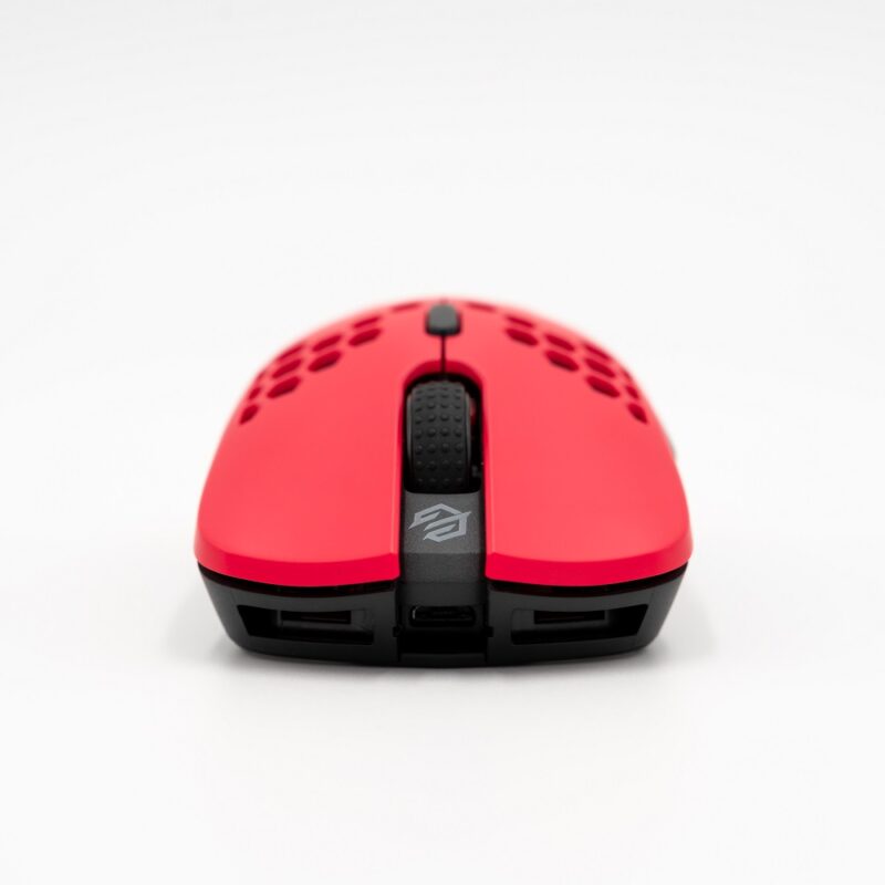 G-wolves Hati Small wireless red Gaming Mouse front view2