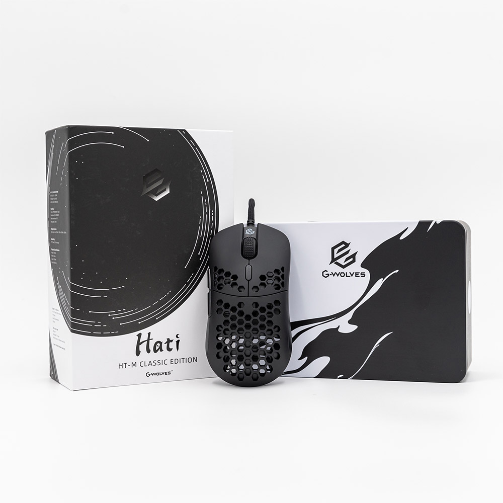 G-wolves Hati Ultra Lightweight Honeycomb Design Wired Gaming Mouse 3360  Sensor- 2021 New Black HTM Classic Edition