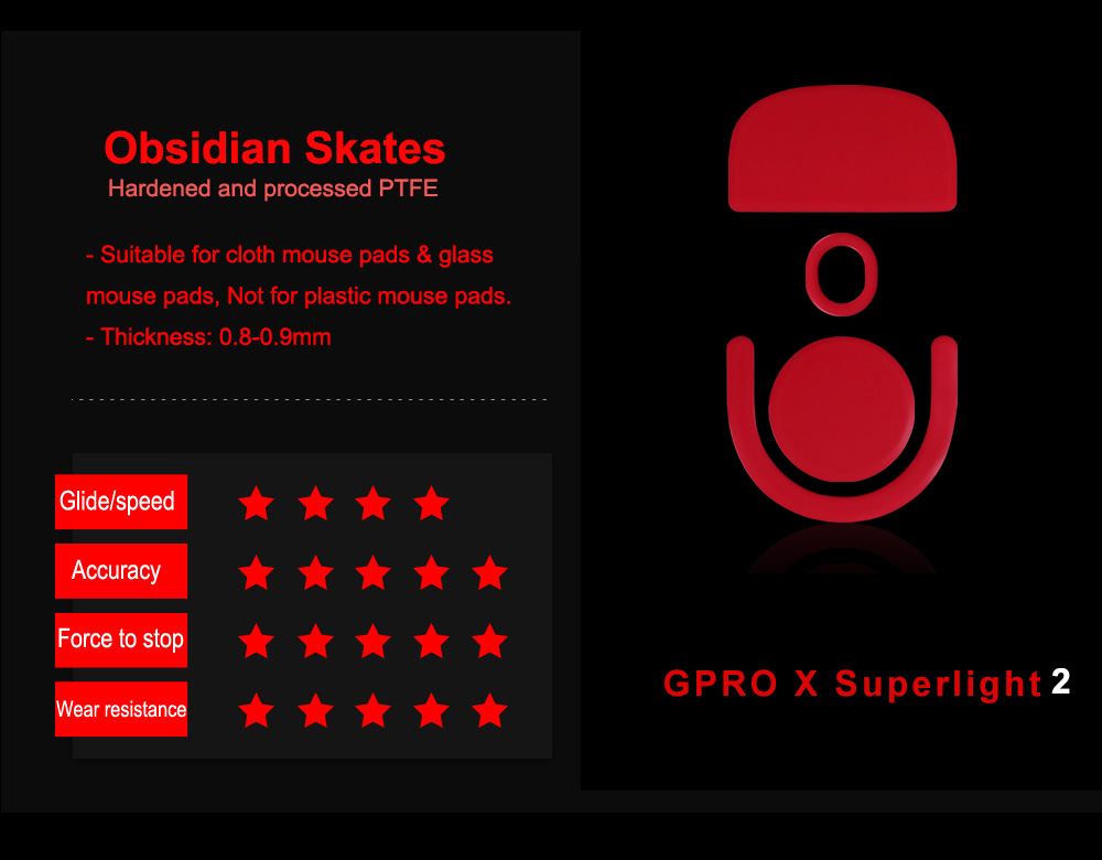 GPro X superlight2 Obsidian mouse skates features