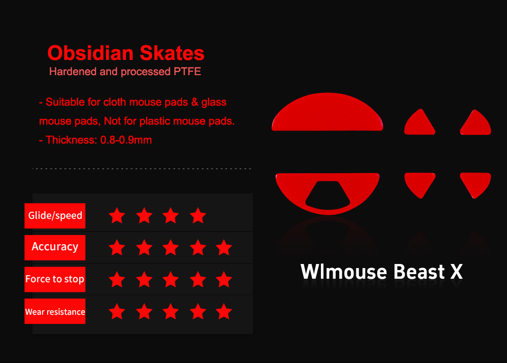 X-Raypad Obsidian Skates for BEAST X Wireless Gaming Mouse X-Raypad Obsidian Skates for BEAST X Wireless Gaming Mouse