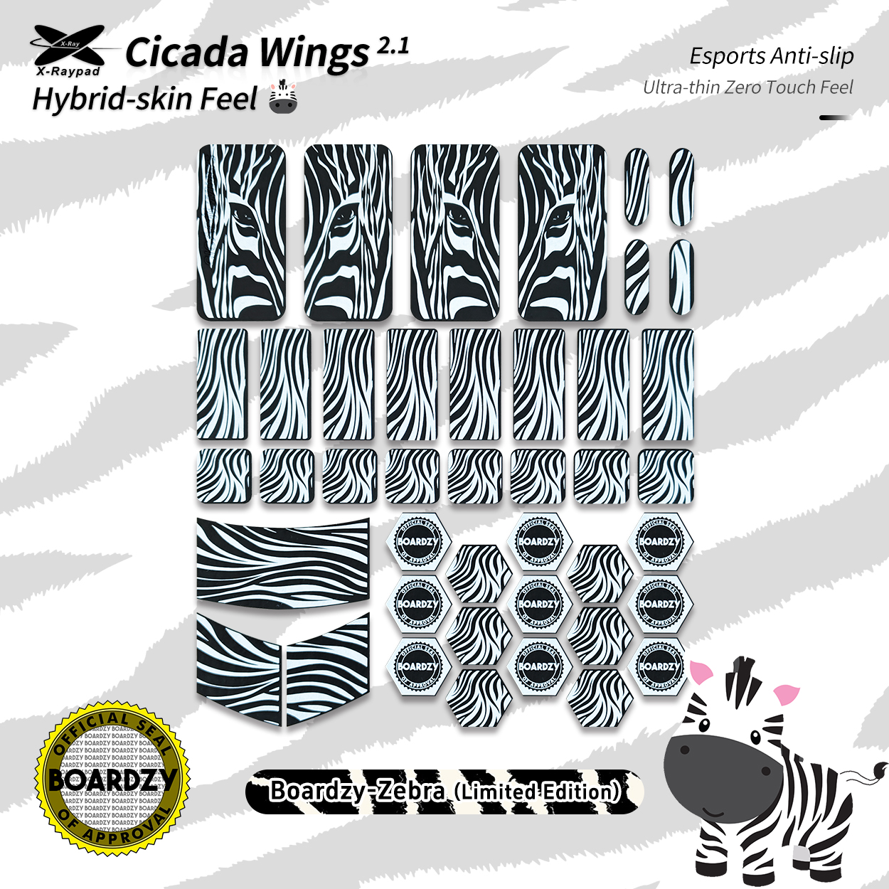 X-Raypad Cicada Wings V2 Slicks Universal Pre-cut Tacky Mouse Grip