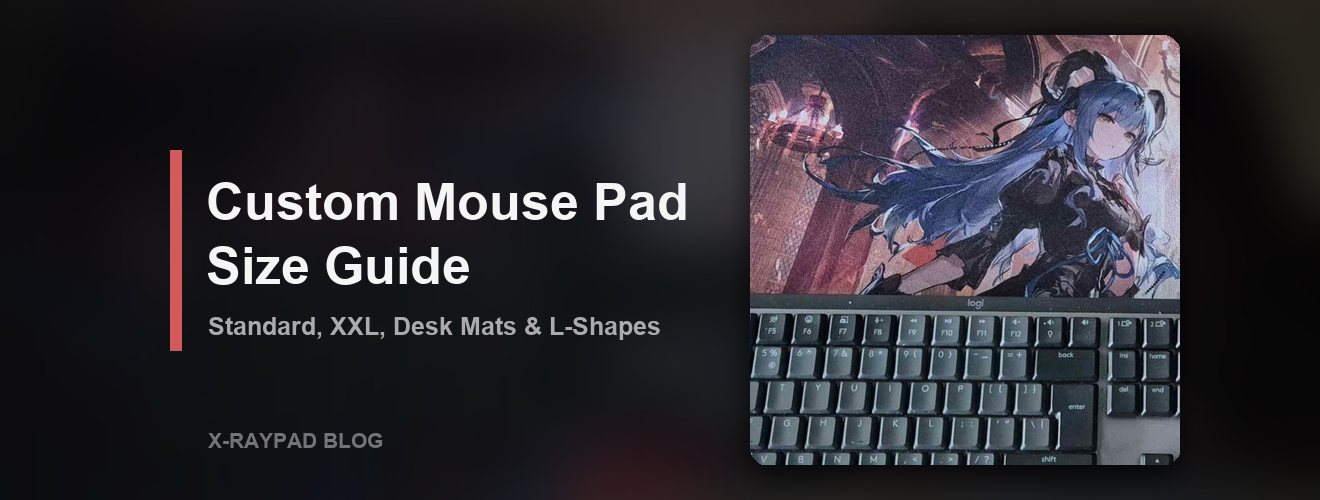 Custom printed XXL desk mat with keyboard